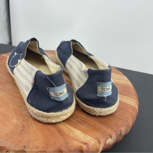 Toms Classic Espadrille Navy Blue University Stripes size 9.5 - Picture 5 of 8